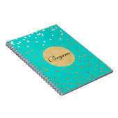 Carnet Turquoise Bleu & Or Confetti Brillants Points Mode (Côté Droit)