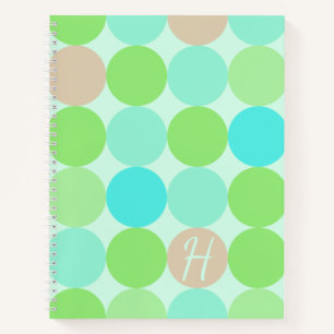 Carnet Turquoise Bleu Vert & Cercles Orange Monogramme