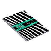 Carnet Turquoise Blue Floral Gem & Zebra Pattern (Côté Droit)