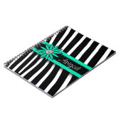 Carnet Turquoise Blue Floral Gem & Zebra Pattern (Côté gauche)