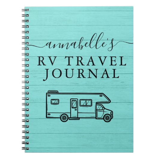 Carnet Turquoise Blue Rustic Camping Woods RV Travel Jour (Devant)