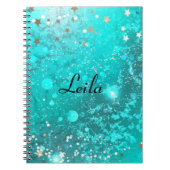 Carnet Turquoise Blue Sparkly Parties scintillant Nom Aqu (Devant)