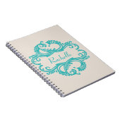 Carnet turquoise Chic Damask (Côté Droit)