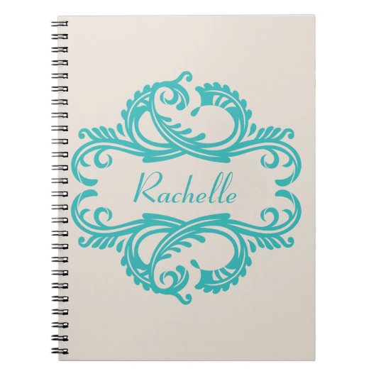 Carnet turquoise Chic Damask (Devant)