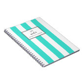 Carnet Turquoise Chic Vertical Stripes Personnalisé (Côté Droit)