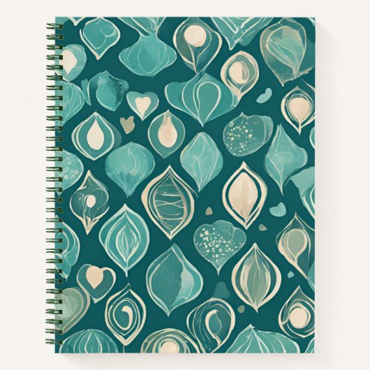 Carnet turquoise de coquillages verts | Esthétique (Devant)