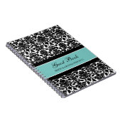 Carnet turquoise de damassé de livre d'invité de (Côté Droit)