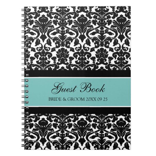 Carnet turquoise de damassé de livre d'invité de (Devant)