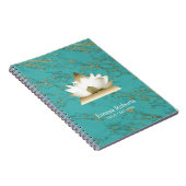 Carnet Turquoise de Lotus d'or de yoga et marbre modernes (Côté Droit)