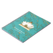 Carnet Turquoise de Lotus d'or de yoga et marbre modernes (Côté gauche)