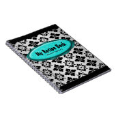 Carnet turquoise de recette de damassé élégante (Côté Droit)