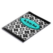 Carnet turquoise de recette de damassé élégante (Côté gauche)