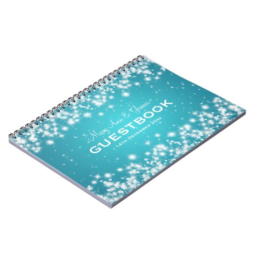 Carnet Turquoise d'étincelle d'hiver de Guestbook de (Côté gauche)