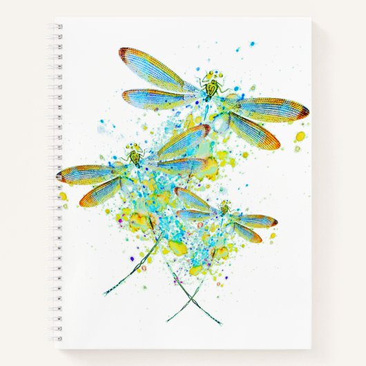 Carnet Turquoise éclaboussure de libellule (Devant)