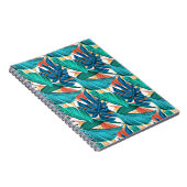 Carnet Turquoise et bleu Floral Feuille Motif Design (Côté Droit)