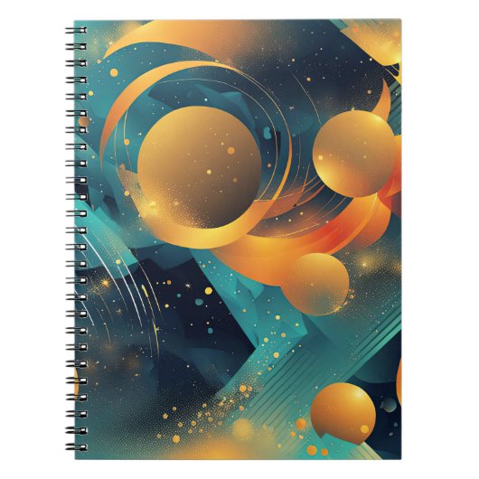 Carnet Turquoise et Gold Sphere Abstrait (Devant)