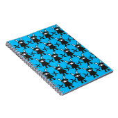 Carnet Turquoise et motif noir de lapin de Ninja (Côté Droit)