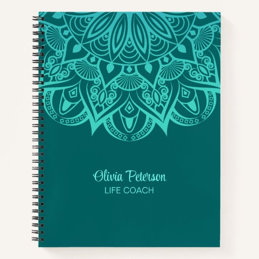 Carnet Turquoise et Turquoise Mandala Life Coach (Devant)