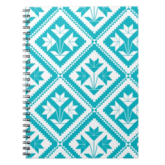 Carnet Turquoise Floral Quilt Spiral Notebook (Devant)