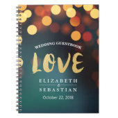 Carnet Turquoise Gold Bokeh String Lights Mariage Guides (Devant)
