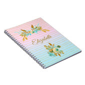Carnet Turquoise & Gold Floral Personalized Notebook (Côté Droit)