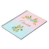 Carnet Turquoise & Gold Floral Personalized Notebook (Côté gauche)