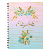 Carnet Turquoise & Gold Floral Personalized Notebook (Devant)