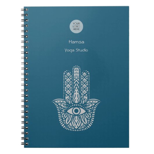 Carnet Turquoise Green Yoga Studio Hamsa personnalisable (Devant)