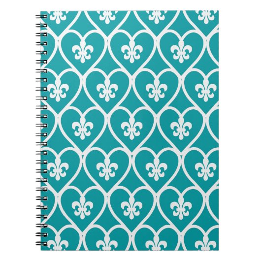 Carnet Turquoise Heart Fleur De Lis (Devant)