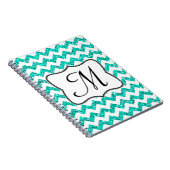 Carnet Turquoise moderne Chevron Monogramme Note initiale (Côté Droit)