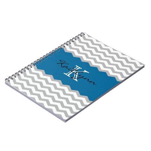 Carnet turquoise moderne de monogramme d'accent de (Côté gauche)