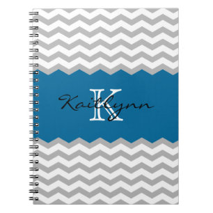 Carnet turquoise moderne de monogramme d'accent de