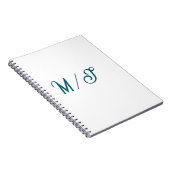 Carnet Turquoise monogramme nom de couple de mariés style (Côté Droit)