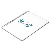 Carnet Turquoise monogramme nom de couple de mariés style (Côté gauche)