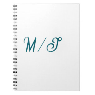Carnet Turquoise monogramme nom de couple de mariés style