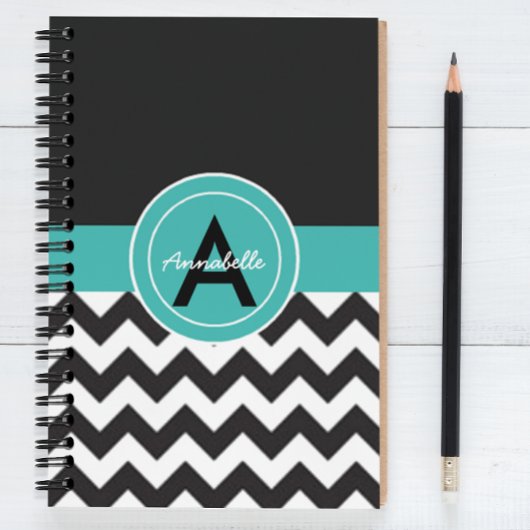 Carnet Turquoise noir Chevron