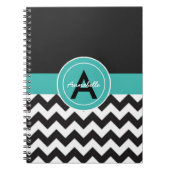 Carnet Turquoise noir Chevron (Devant)