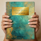 Carnet turquoise or moderne à l'aquarelle dorée 