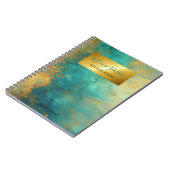Carnet turquoise or moderne à l'aquarelle dorée  (Côté gauche)