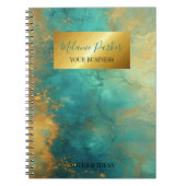 Carnet turquoise or moderne à l'aquarelle dorée  (Devant)