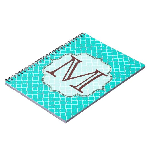 Carnet Turquoise Quaterfoil Latti Monogramme Note initial (Côté gauche)