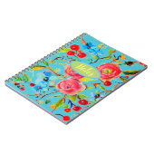 Carnet Turquoise rose et fleur de cerise (Côté gauche)