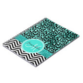 Carnet Turquoise sarcelle Faux Paillettes Imprimé Léopard (Côté gauche)