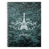Carnet turquoise Tour Eiffel (Devant)