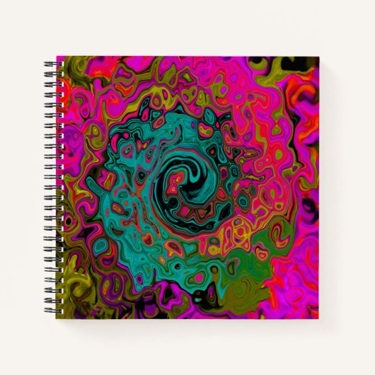 Carnet Turquoise Trippeyant Abstrait Rétro Tourbillon Liq (Devant)