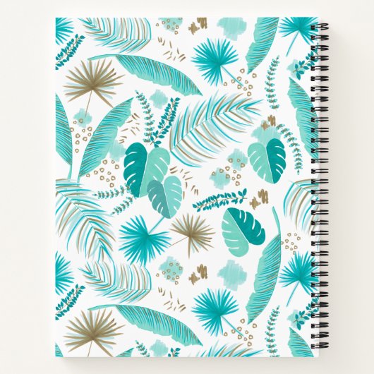 Carnet Turquoise Tropical Feuille Motif personnalisé (Dos)