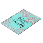 Carnet Turquoise Turquoise Blanc Bow Diamond Bling Futur  (Côté gauche)