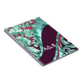 Carnet Turquoise vert & damas magenta (Côté Droit)