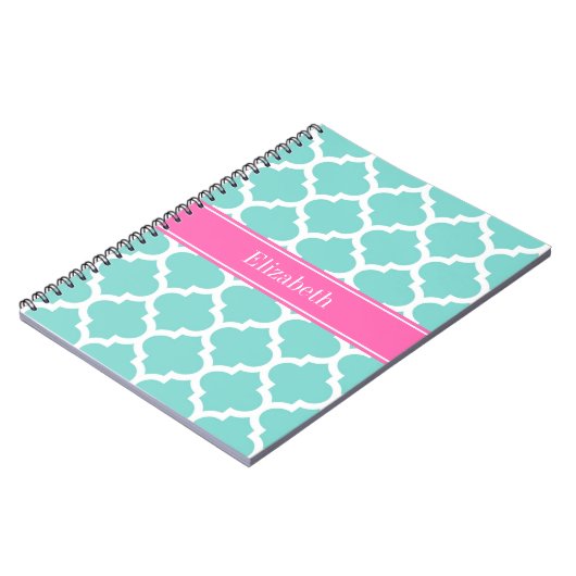 Carnet Turquoise Wht Moroccan #5 Hot Pink2 Nom Monogram (Côté gauche)