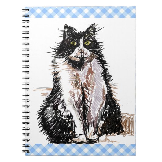 Carnet Tuxedo Chat Cute Dessin Noir et Blanc Chats Magne (Devant)